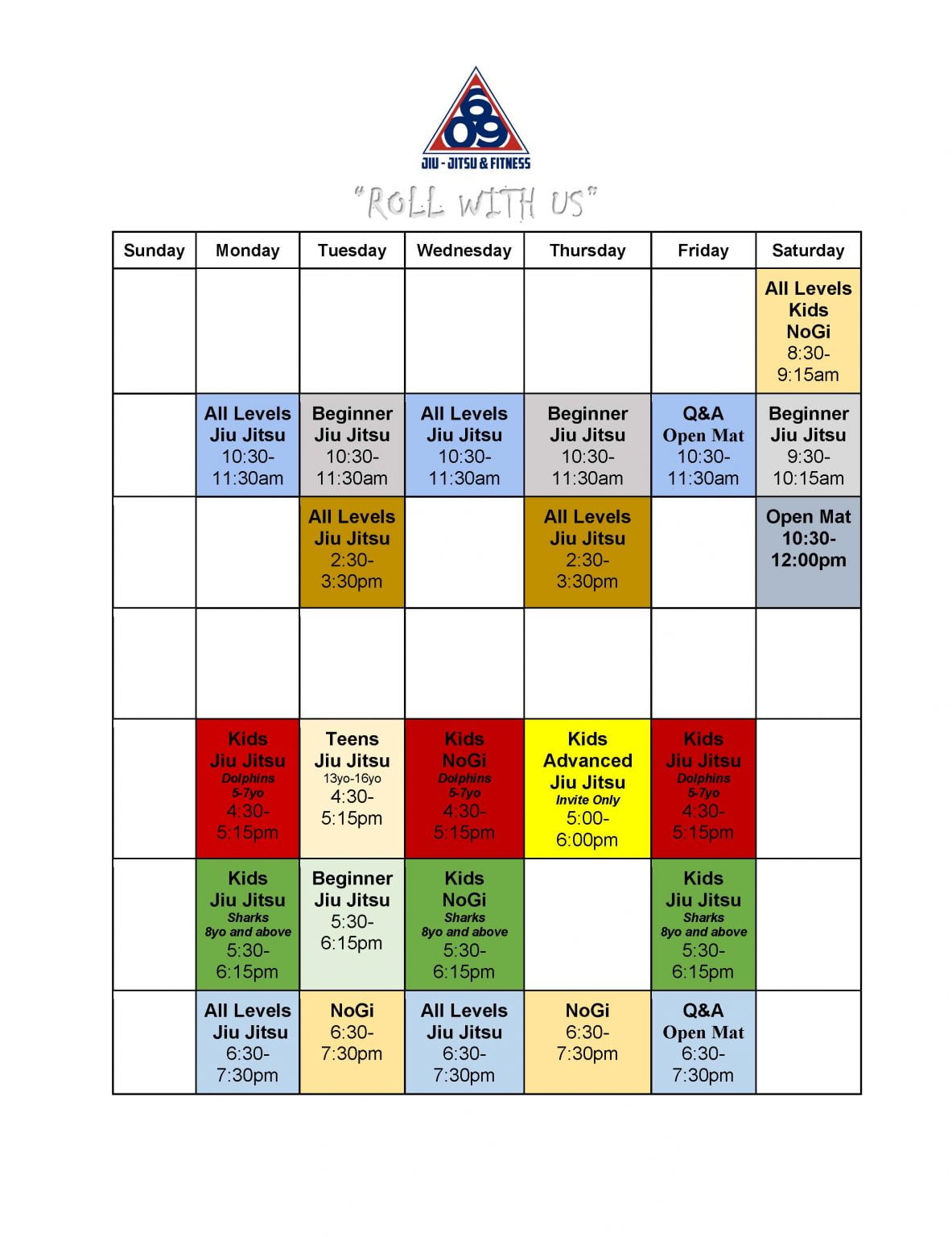 Schedule - 609 Jiu Jitsu - 1